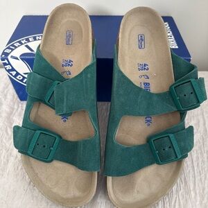 Birkenstock Arizona suede teal 42 11 regular width Emerald leather Sandals soft